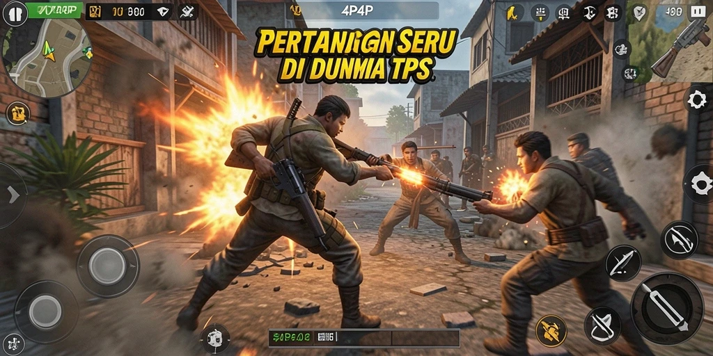 Gameplay mendebarkan dalam pertarungan TPS di 4P4P.