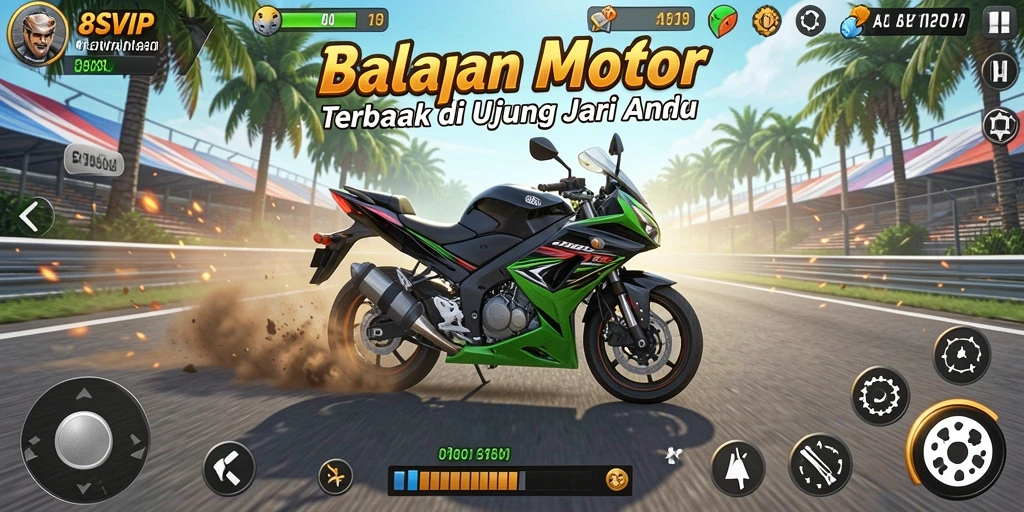 Gameplay mendebarkan dalam balapan motor yang seru.