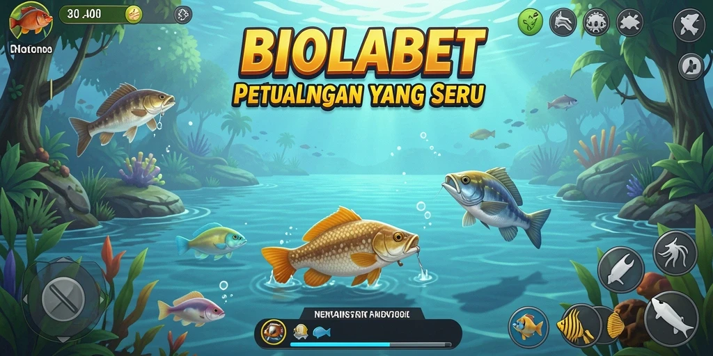 Screenshot gameplay BIOLABET yang menunjukkan aksi memancing seru.