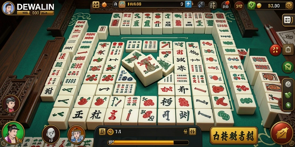 Tampilan menarik dari gameplay Mahjong dalam DEWALIN.