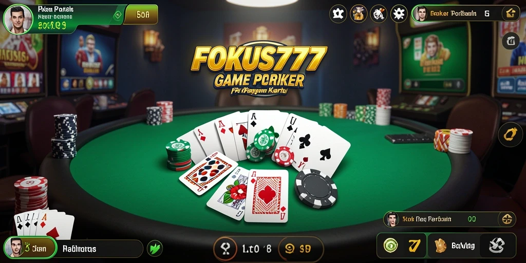 Tampilan gameplay poker yang seru di aplikasi FOKUS777.