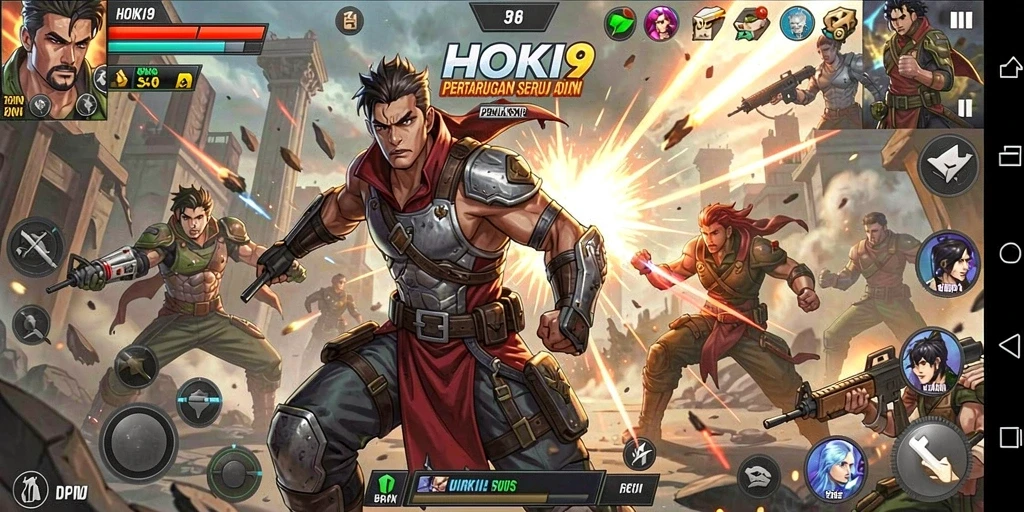 Tampilan pertarungan seru dan karakter-karakter HOKI9 yang menonjol.