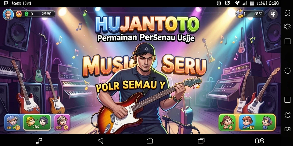 Tampilan gameplay HUJANTOTO dengan berbagai genre musik.