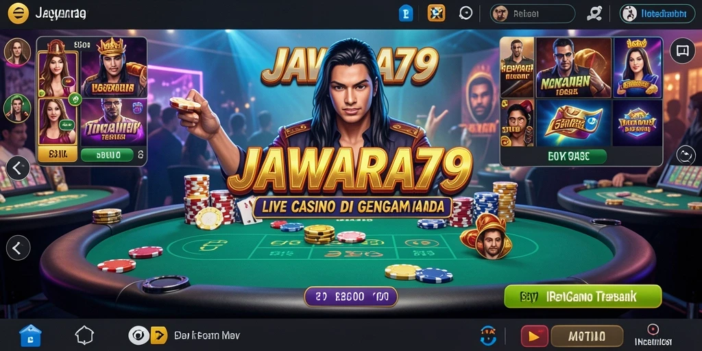Screenshot utama JAWARA79 menampilkan gameplay Live Casino dengan dealer profesional.