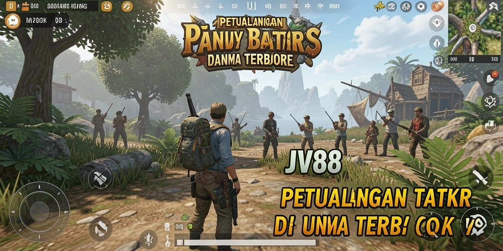 Tampilan gameplay JV88 yang menampilkan dunia terbuka yang luas dan indah.