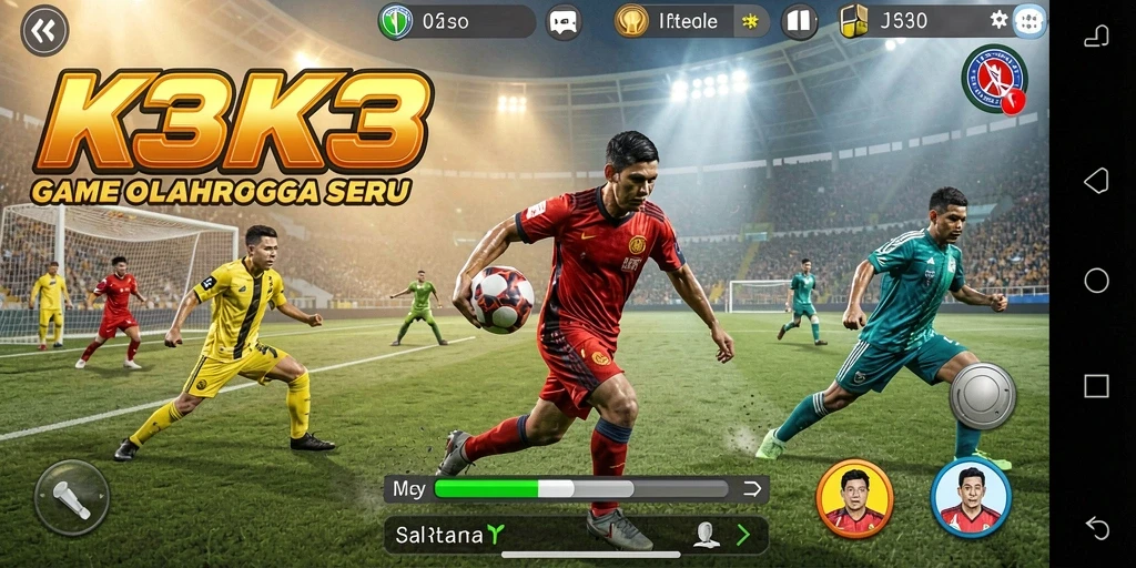 Tampilan gameplay K3K3 menampilkan aksi olahraga yang mendebarkan.