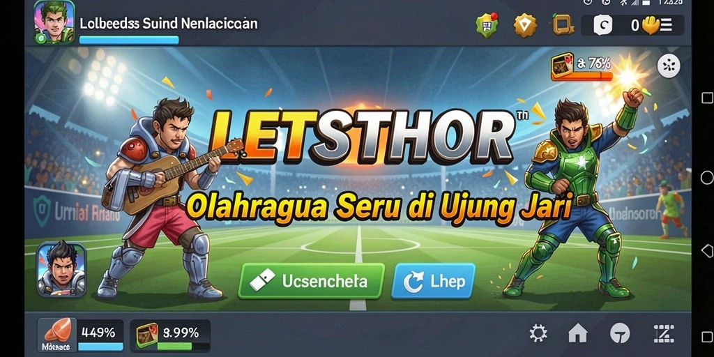 Screenshot LETSTHOR menampilkan aksi pemain dalam pertandingan olahraga yang intens.