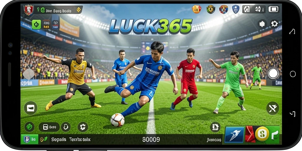 Tampilan gameplay LUCK365 dengan aksi sepak bola yang seru.