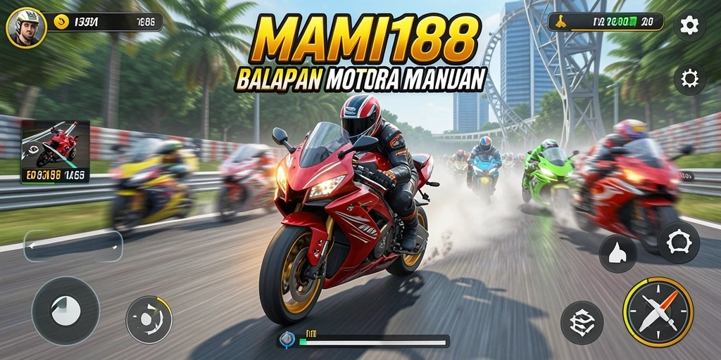Tampilan gameplay MAMI188 yang menegangkan saat balapan motor.