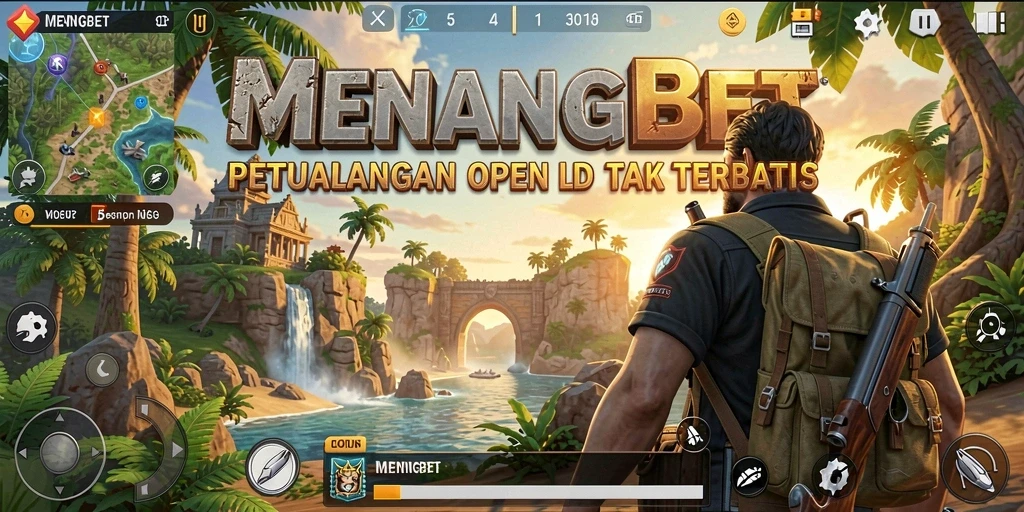 Tangkapan layar gameplay <strong>MENANGBET</strong> menunjukkan dunia yang luas dan petualangan seru.