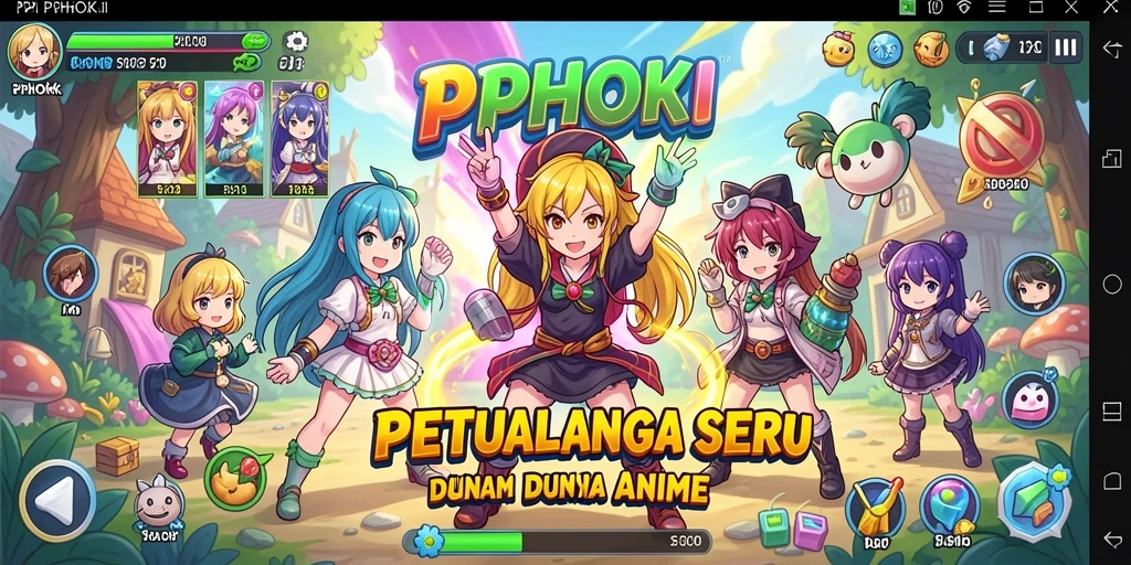 Tampilan gameplay PPHOKI yang seru dan menantang dalam dunia anime.
