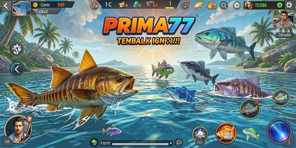 Tangkapan layar gameplay menarik dari <strong>PRIMA77</strong> saat menembak ikan.