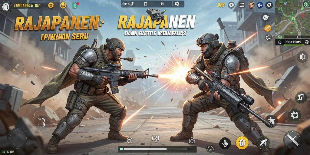 Screenshot utama RAJAPANEN menampilkan aksi pertempuran seru.
