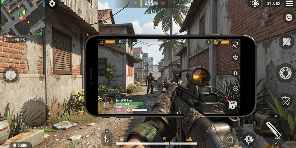 Screenshot RK55 saat aksi tembak-menembak yang intens.