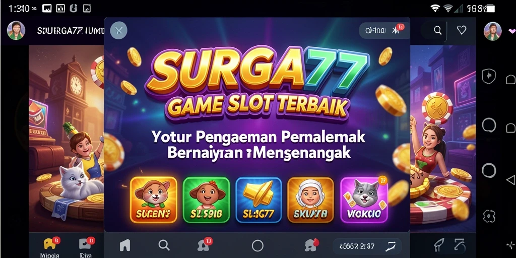 Screenshot utama SURGA77 menampilkan gameplay seru dengan gulungan berputar.