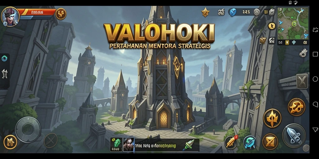 Screenshot gameplay VALOHOKI yang menunjukkan aksi menara pertahanan.