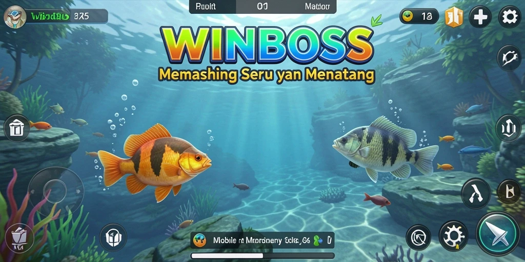 Tampilan gameplay menarik dari WINBOSS saat menangkap ikan besar.