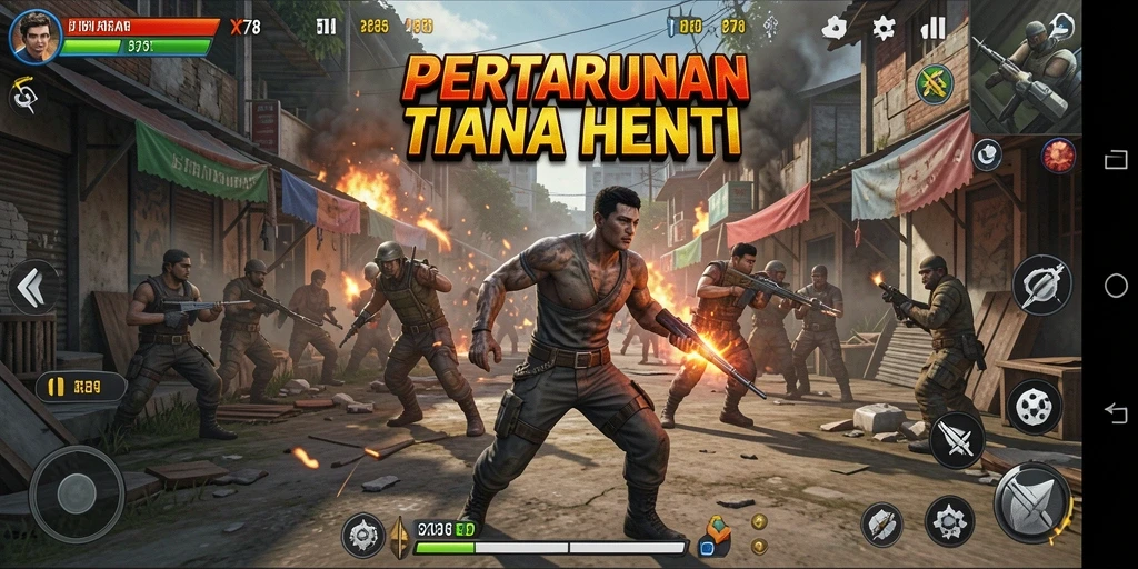Tangkapan layar X78 menampilkan karakter dalam pertarungan epik di arena yang menantang.