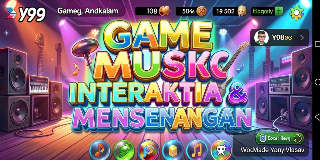 Tampilan gameplay Y89 dengan irama musik yang interaktif.